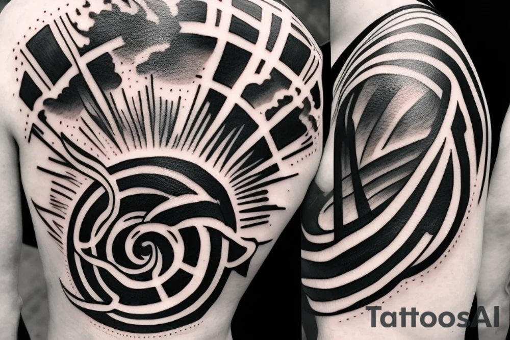 sun behind clouds, oneline, outline tattoo idea