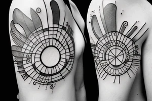 sun behind clouds, oneline, outline tattoo idea