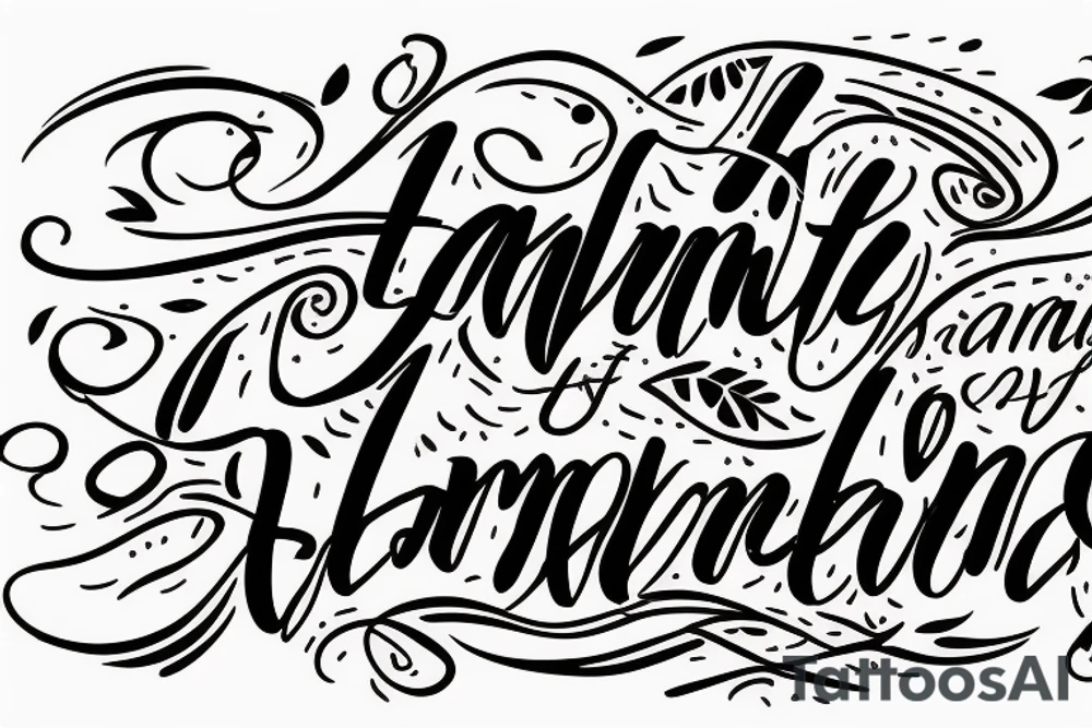straight line Cursive handwriting that says a family oriented quote tattoo idea