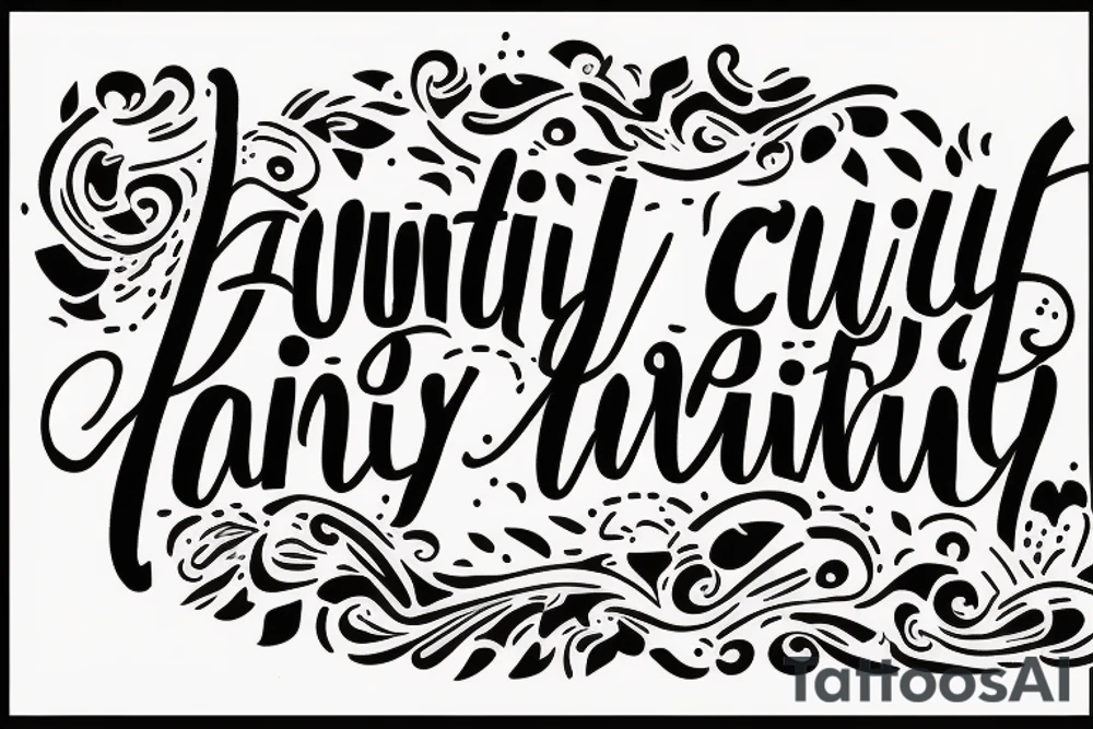 straight line cursive handwriting that says a family oriented quote back tattoo tattoo idea