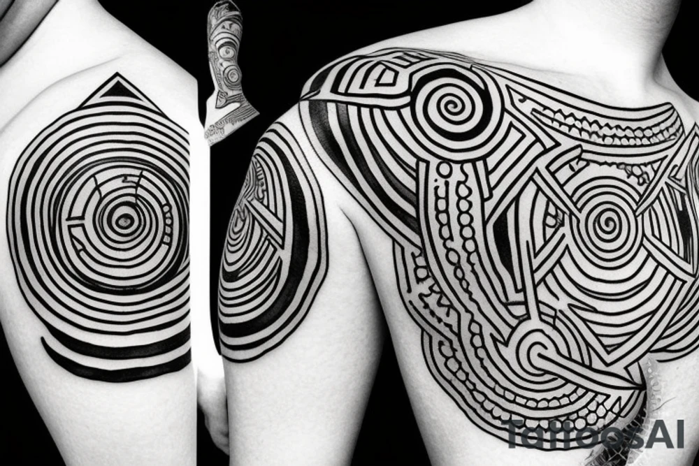 A triangular sea with an enzo circle sun tattoo idea