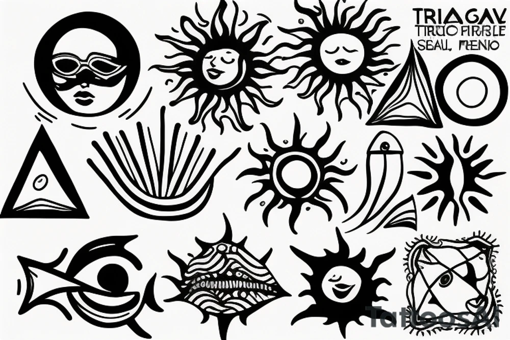 A triangular sea with an enzo circle sun tattoo idea