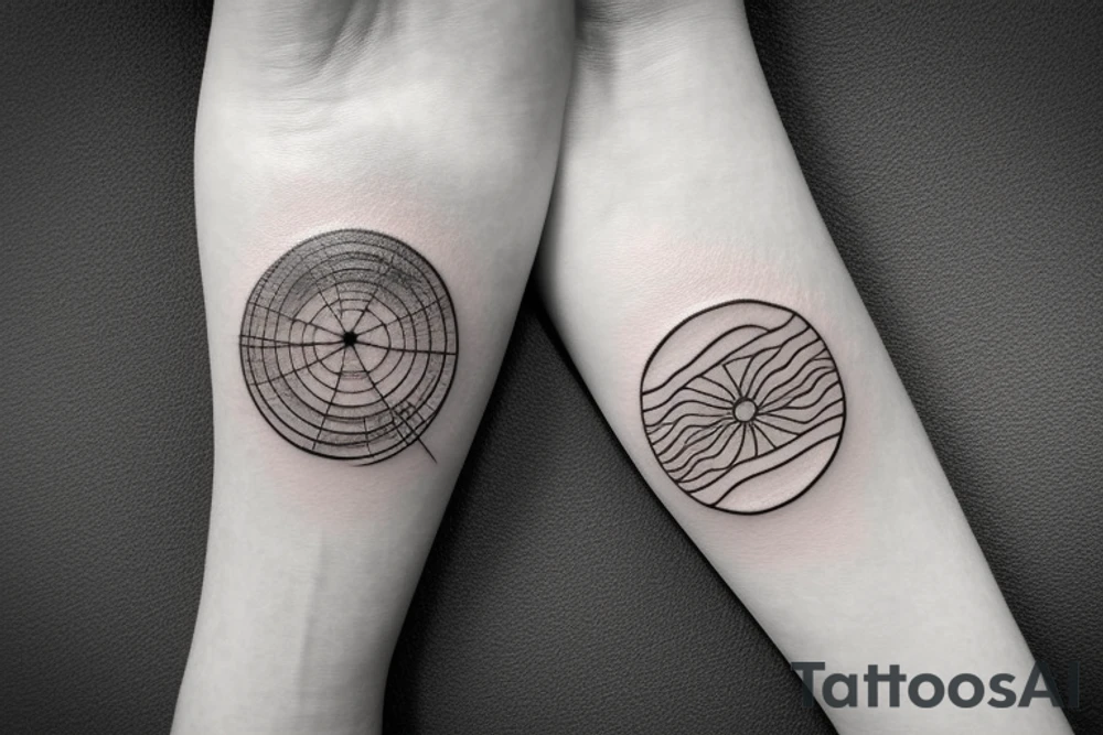 A triangular sea with an enso circle sun tattoo idea