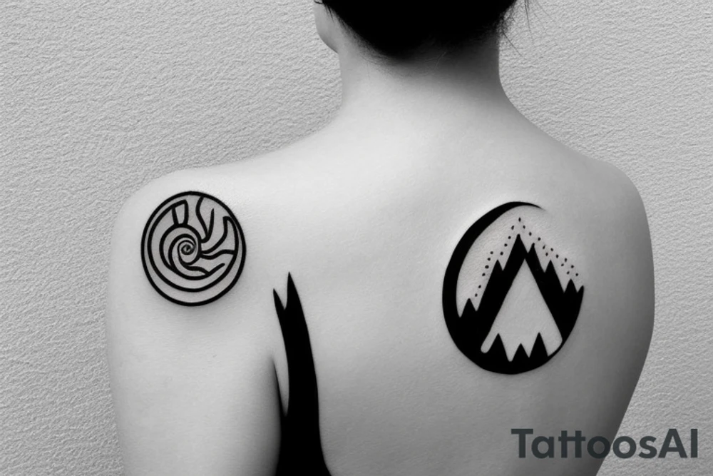 A triangular sea with an enso circle sun tattoo idea