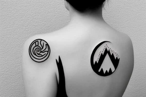 A triangular sea with an enso circle sun tattoo idea