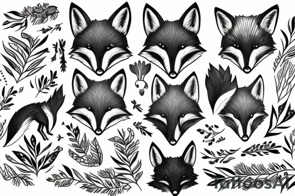 Beautiful fox in nature tattoo idea