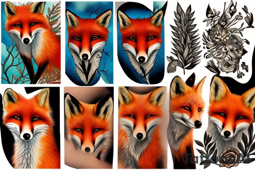 Beautiful fox in nature tattoo idea