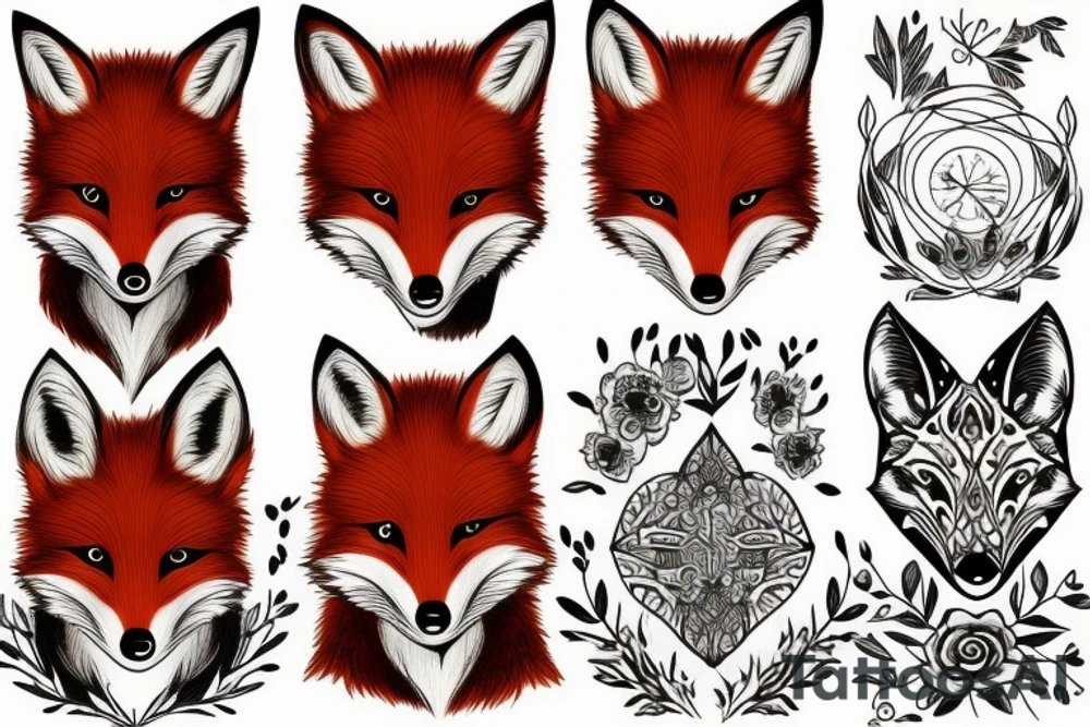 Beautiful fox in nature tattoo idea