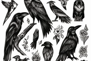Raven and fox tattoo idea