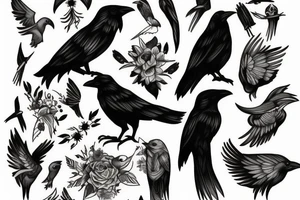 Raven and fox tattoo idea