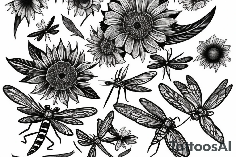 dragonfly sunflower tattoo idea