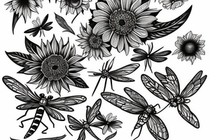 dragonfly sunflower tattoo idea