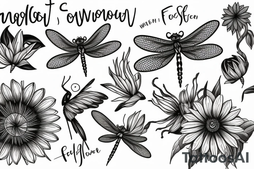 dragonfly sunflower tattoo idea