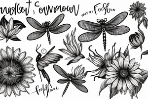 dragonfly sunflower tattoo idea