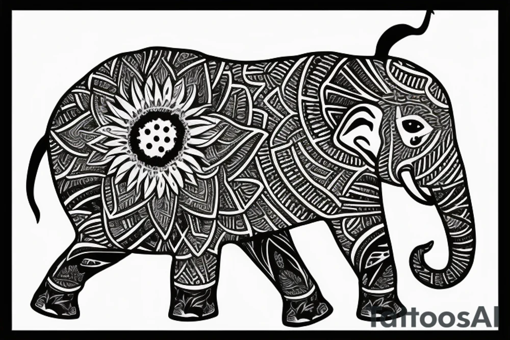 elephant sunflower tattoo idea
