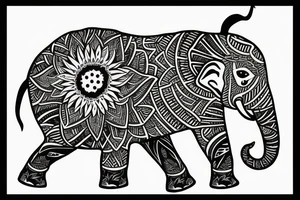 elephant sunflower tattoo idea