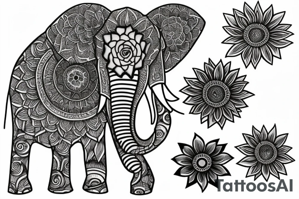 elephant sunflower tattoo idea