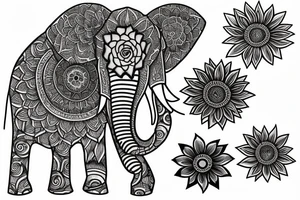 elephant sunflower tattoo idea