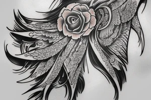 Chicano style tattoo on right hand with images of angels tattoo idea