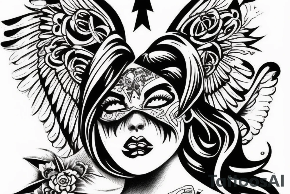 Chicano style angels tattoo idea