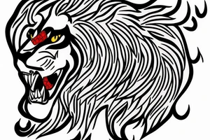 Golden Lion with red garnet in its mouth tattoo idea
