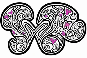 rainbow butterfly shaped infinity symbol with a semicolon and letter A tattoo idea