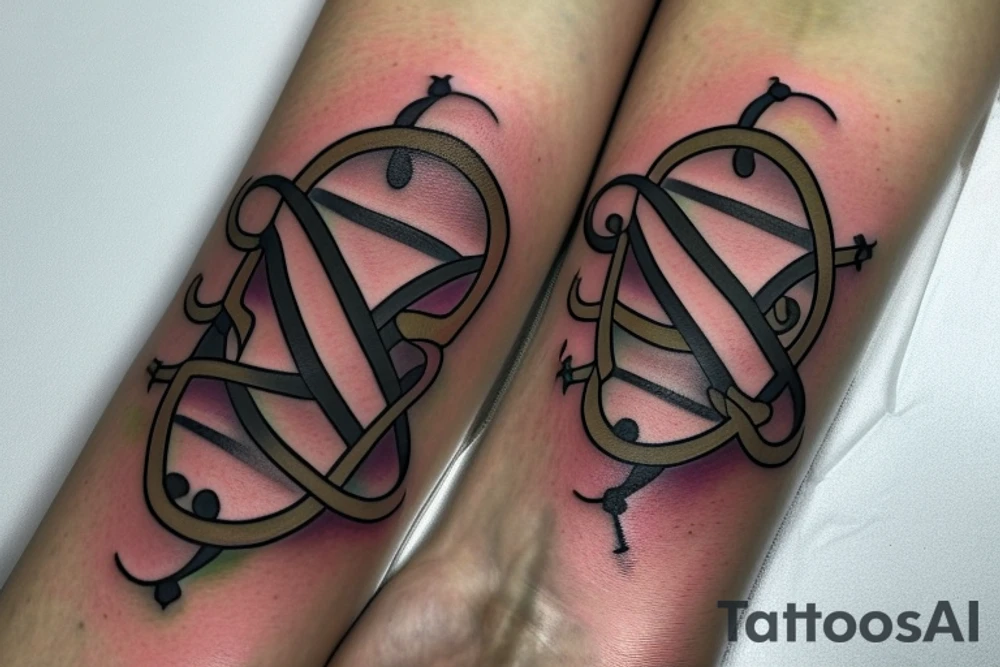 rainbow butterfly shaped infinity symbol with a semicolon and letter A tattoo idea