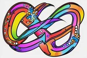 rainbow infinity symbol with a semicolon and letter A tattoo idea