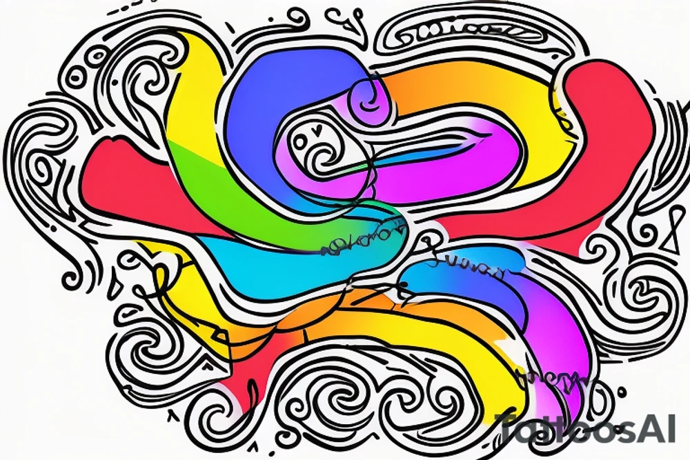 rainbow infinity symbol with a semicolon and letter A tattoo idea