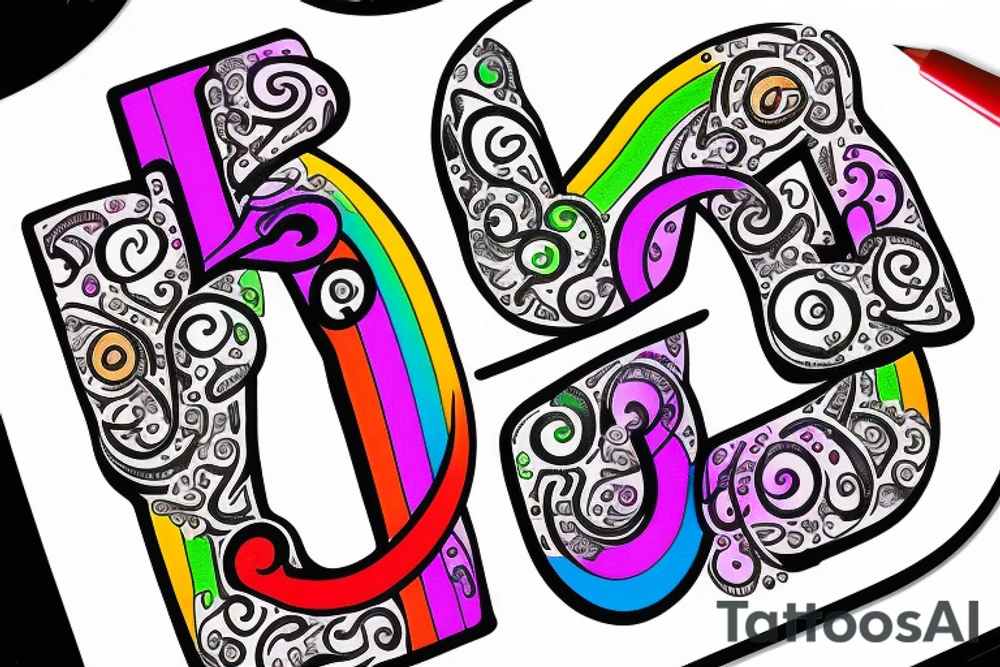 rainbow infinity symbol with a semicolon and letter A tattoo idea
