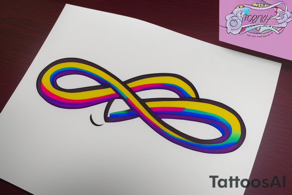 rainbow infinity symbol with a semicolon and letter A tattoo idea