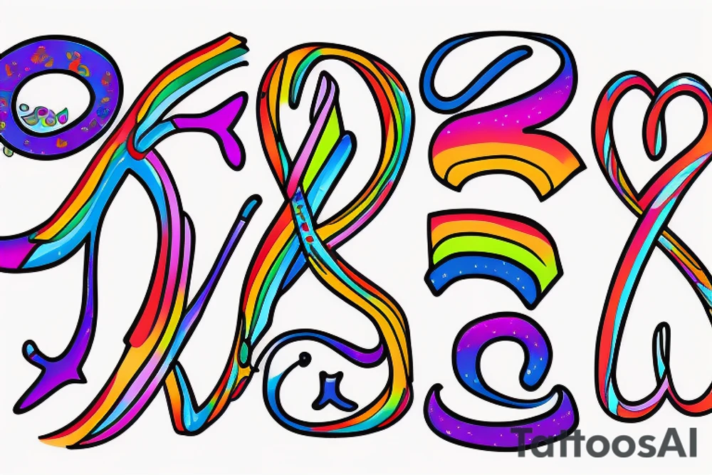 rainbow infinity symbol with a semicolon and letter A tattoo idea