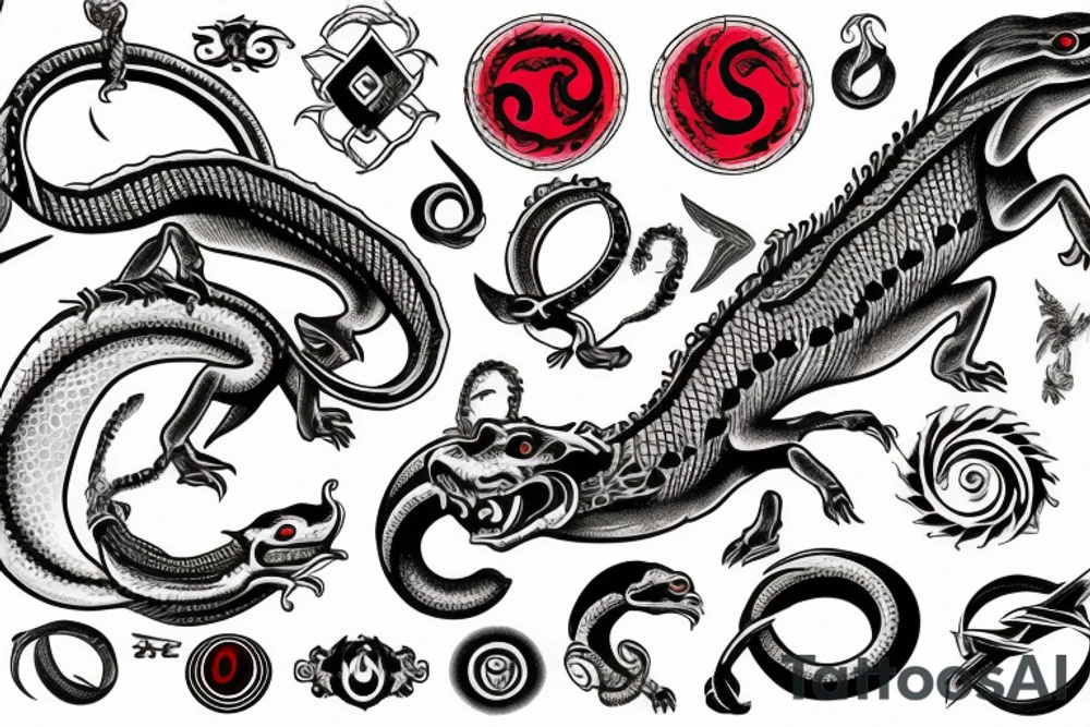 An ouroboros with a red eye tattoo idea