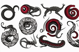 An ouroboros with a red eye tattoo idea