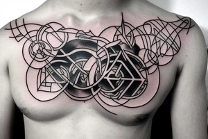 harry potter's death relics intertwined with his lightning scar and round spectacles tattoo idea