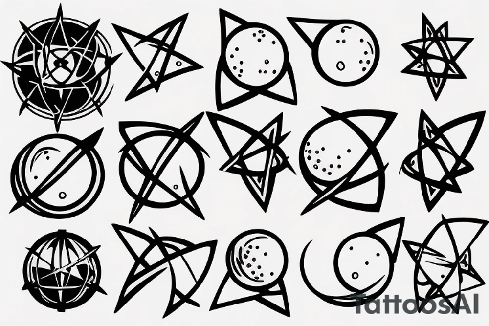 An atom that has its nucleons as a moon tattoo idea