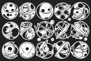 An atom that has its nucleons as a moon tattoo idea