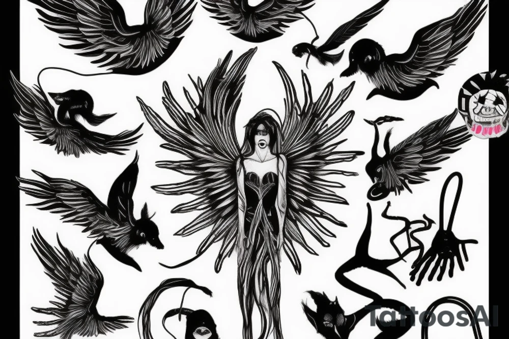 Danger wire animal angel tattoo idea