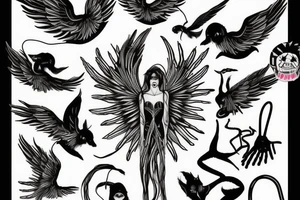 Danger wire animal angel tattoo idea