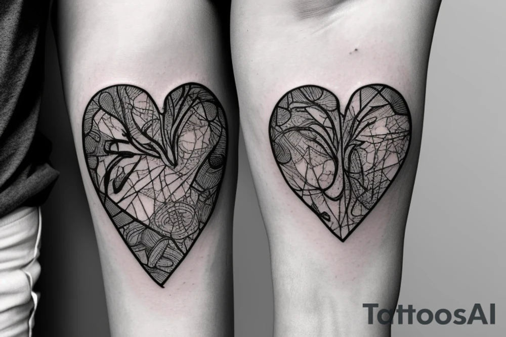 an anatomical heart with a scar in the middle tattoo idea