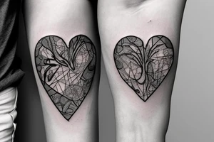 an anatomical heart with a scar in the middle tattoo idea