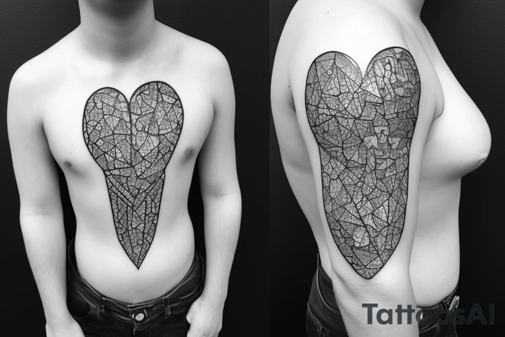 an anatomical heart with a scar in the middle tattoo idea