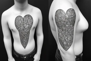 an anatomical heart with a scar in the middle tattoo idea