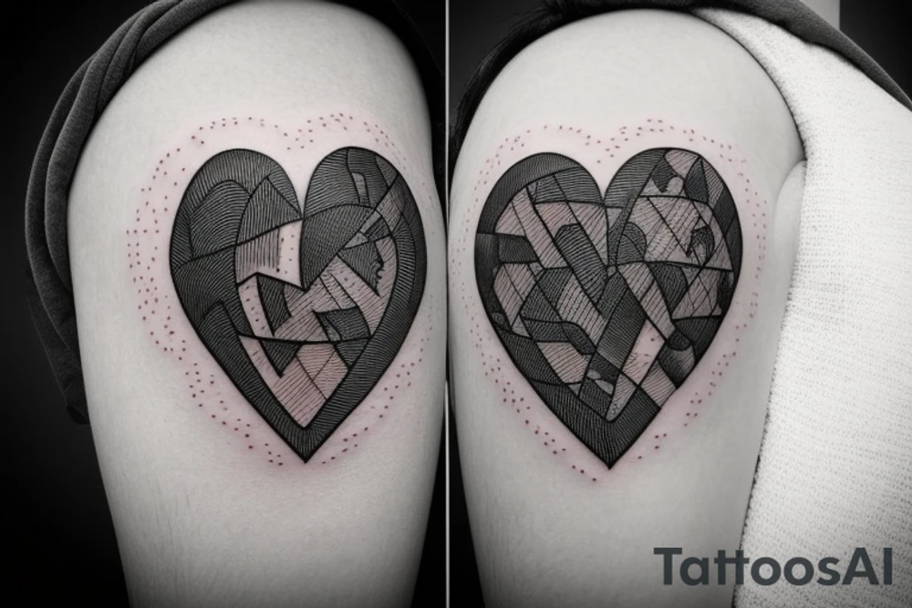 a realistic heart with a scar in the middle tattoo idea