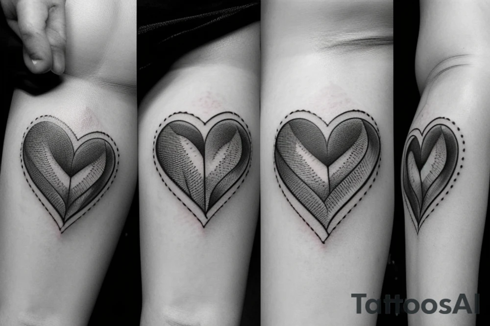 a realistic heart with a scar in the middle tattoo idea