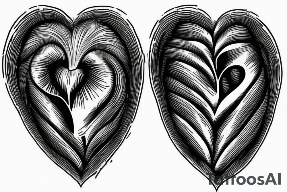 a realistic heart with a scar in the middle tattoo idea