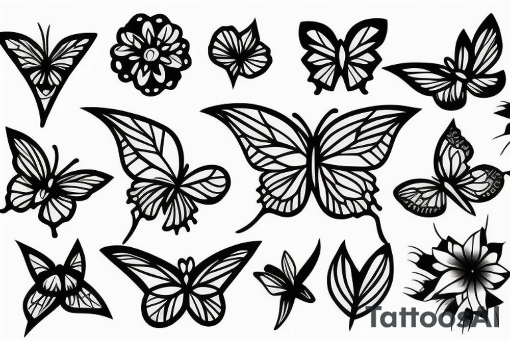SWORD THROUGH
 FLOWERS AND BUTTERFLYS tattoo idea