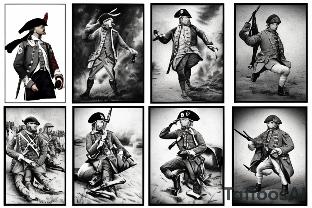 Revolutionary War soldiers and WW2 soldiers fighting side by side tattoo idea