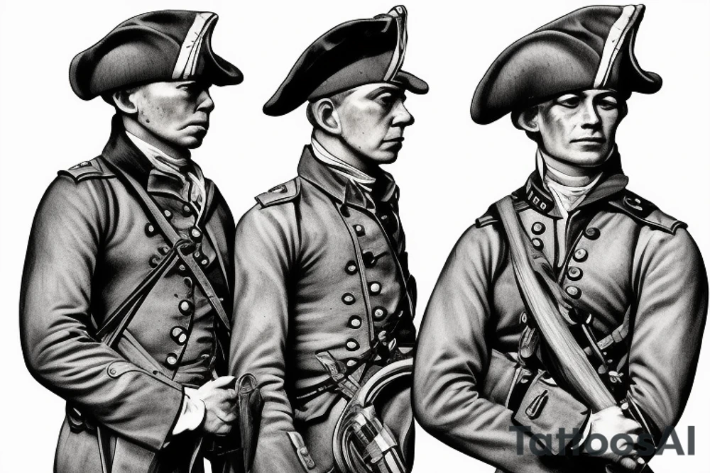 Revolutionary War soldiers and WW2 soldiers fighting side by side tattoo idea