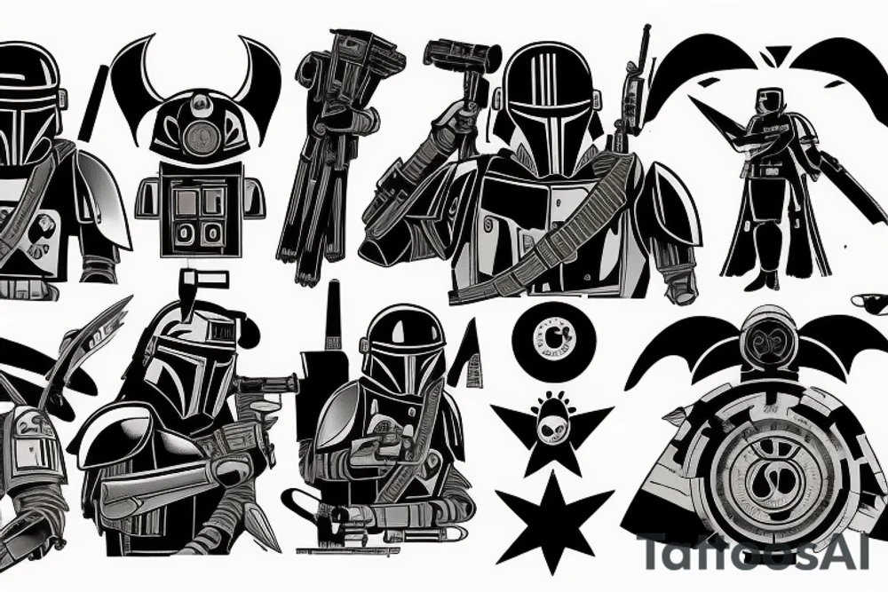 deathwatch mandalorian and tardis tattoo idea